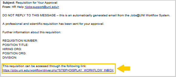 Requisition for Your Approval Email