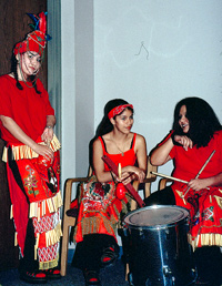 Image of Matachines dancers and drummer from West Liberty
